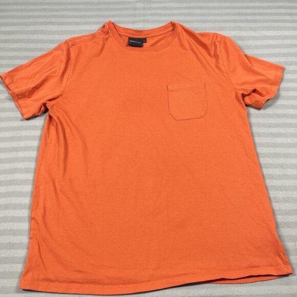 RicherPoorer Shirt Mens Large Orange Pima Cotton Crew Neck Pocket Tee Peru - Picture 1 of 6